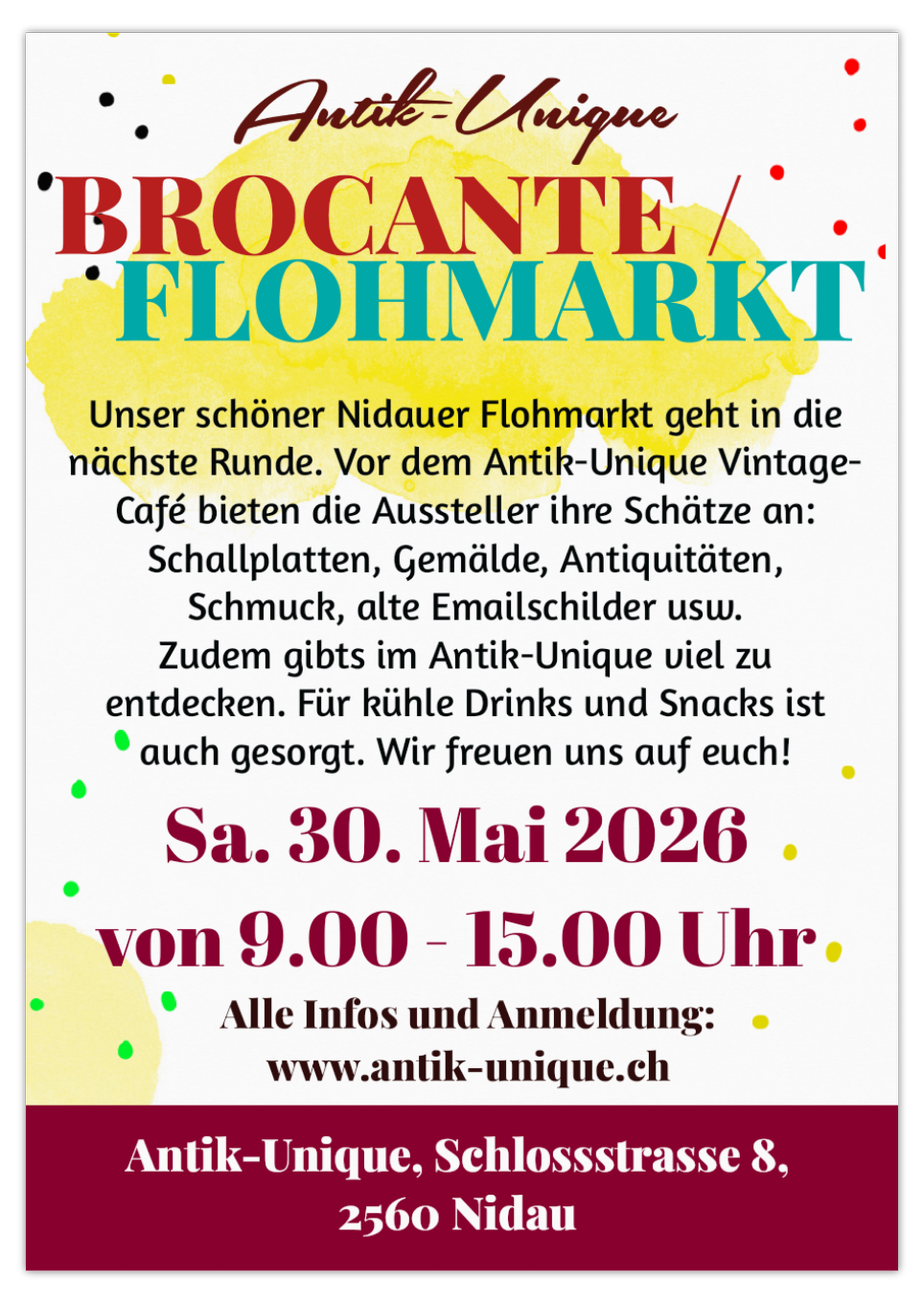 Brocante vor dem Antik-Unique in Nidau